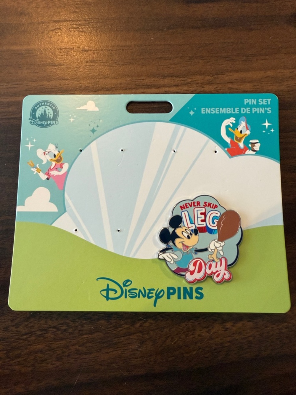 Mickey Mouse and Friends “Best Day Ever” pin set, “Never Skip Leg Day” ONLY